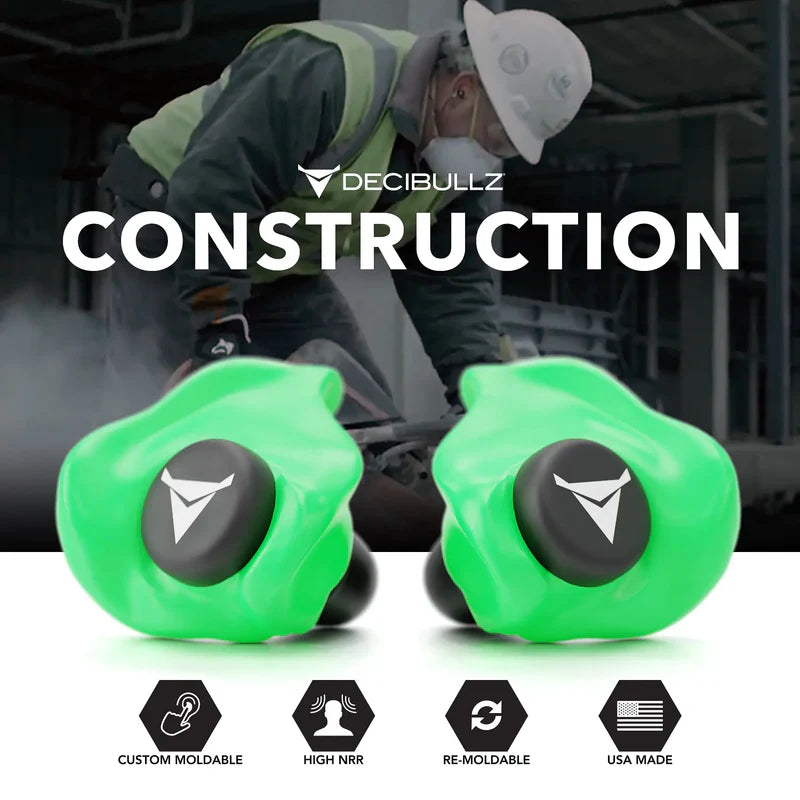 Decibullz Custom Molded Earplugs 31dB NRR - Green