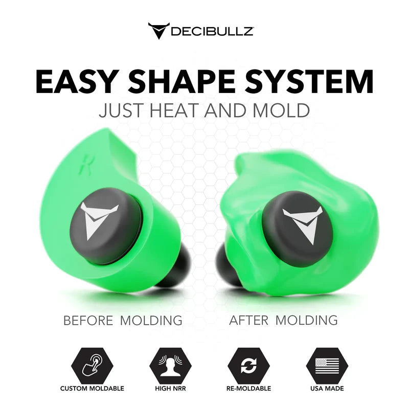 Decibullz Custom Molded Earplugs 31dB NRR - Green