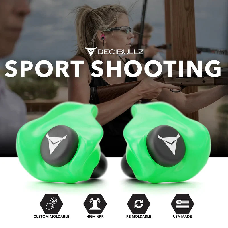 Decibullz Custom Molded Earplugs 31dB NRR - Green
