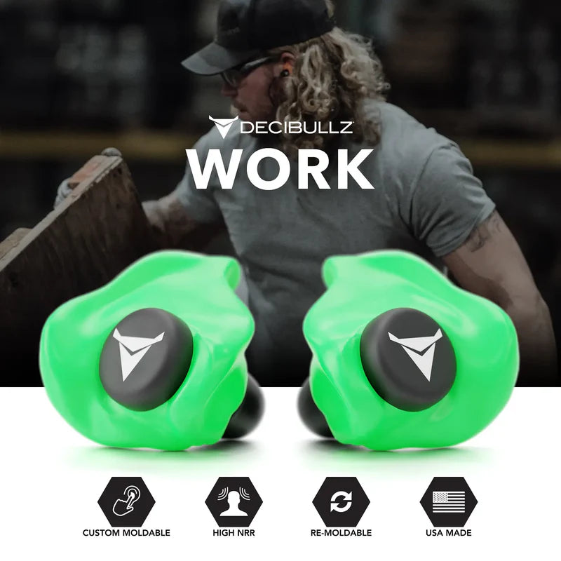 Decibullz Custom Molded Earplugs 31dB NRR - Green