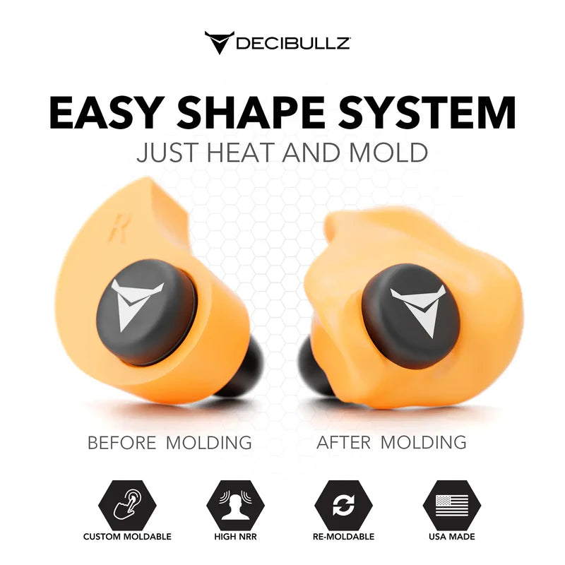 Decibullz Custom Molded Earplugs 31dB NRR - Orange