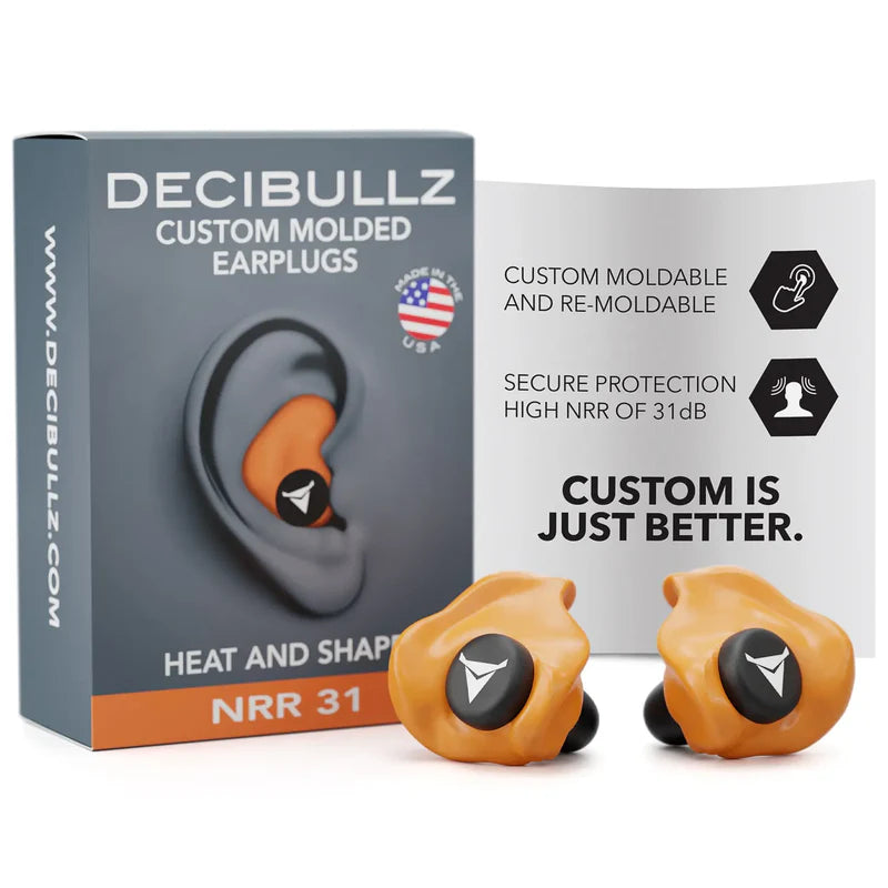 Decibullz Custom Molded Earplugs 31dB NRR - Orange