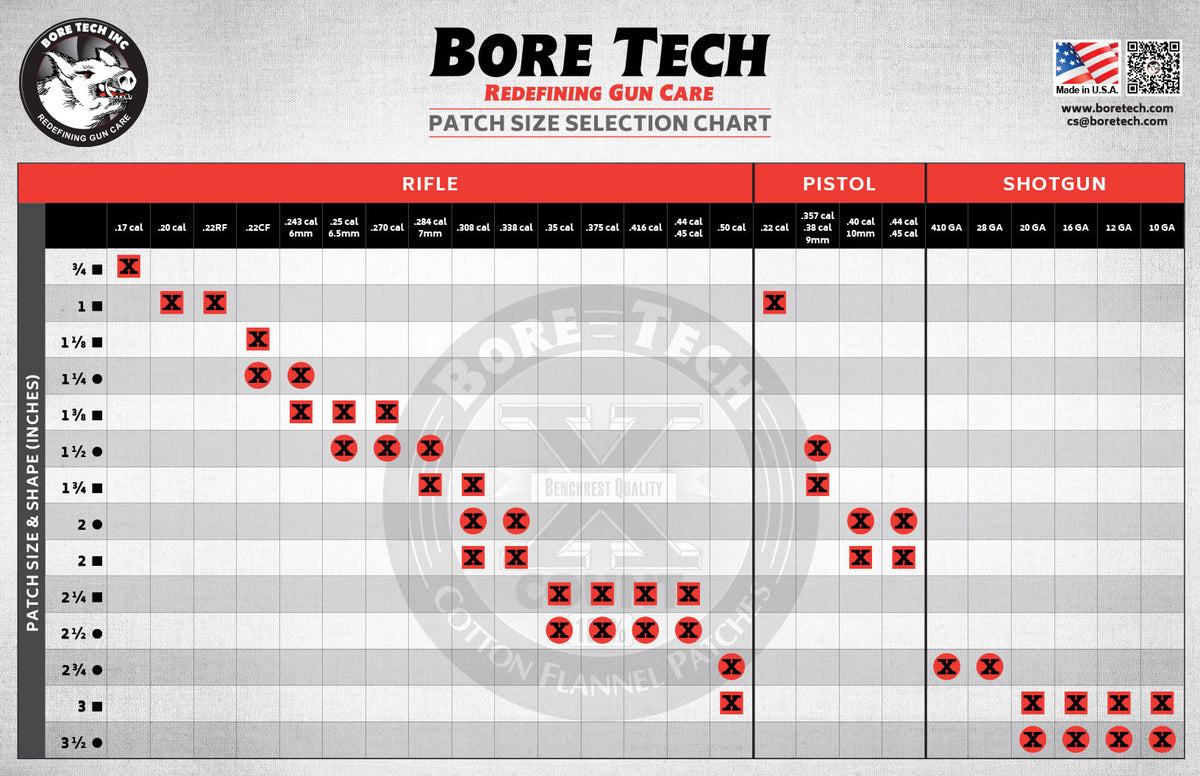 Bore Tech Square 1 3/8" .234-.270 Cleaning Patches