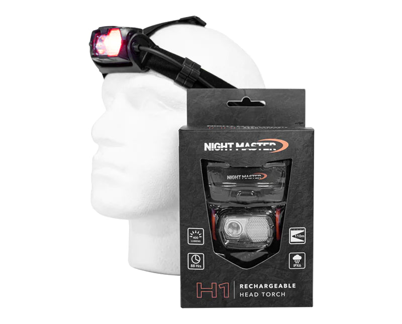 Night Master H1 Dual Colour Rechargeable Head Torch with 400 Lumens