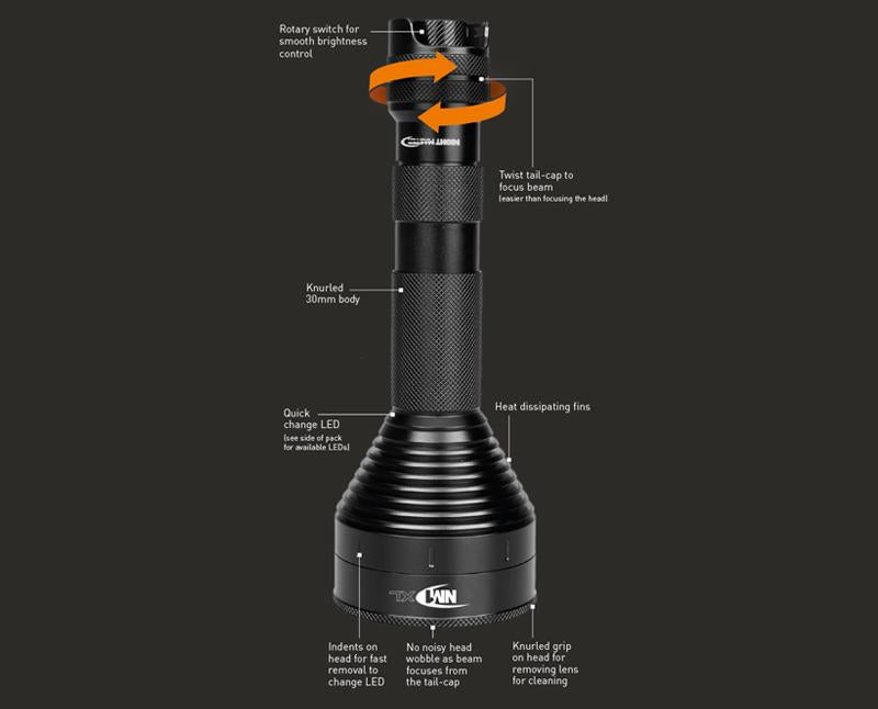 Night Master NM1 XL Long Range Hunting Light with Changeable LEDs & Rear Focus