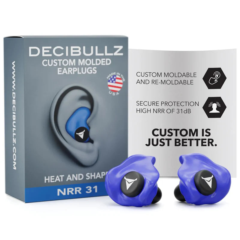 Decibullz Custom Molded Earplugs 31dB NRR - Blue