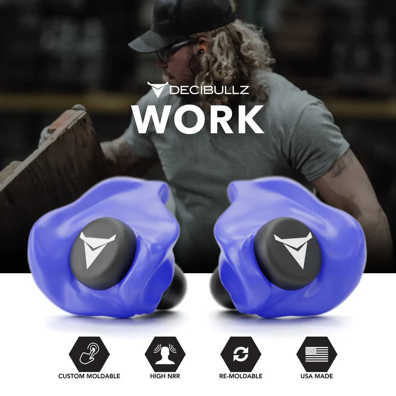 Decibullz Custom Molded Earplugs 31dB NRR - Blue