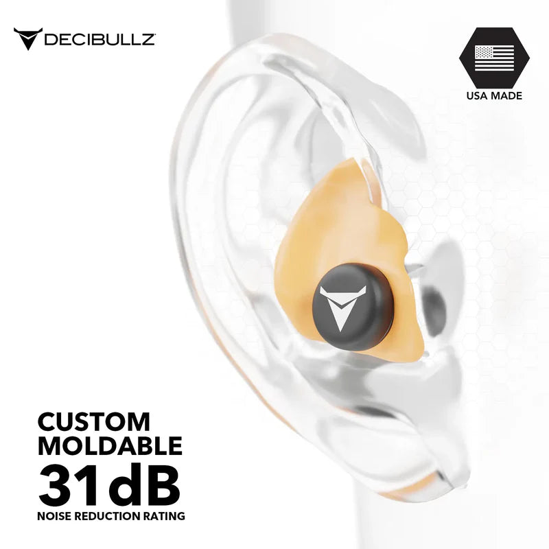 Decibullz Custom Molded Earplugs 31dB NRR - Orange
