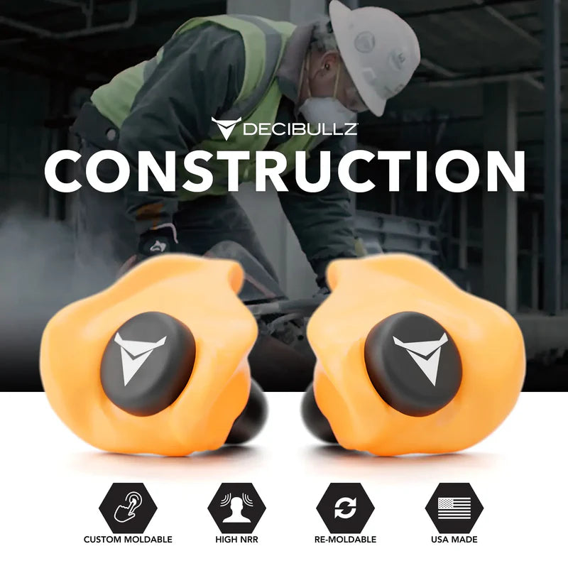 Decibullz Custom Molded Earplugs 31dB NRR - Orange