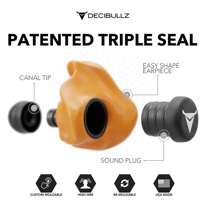 Decibullz Custom Molded Earplugs 31dB NRR - Orange