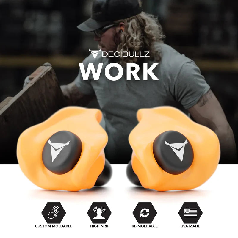 Decibullz Custom Molded Earplugs 31dB NRR - Orange