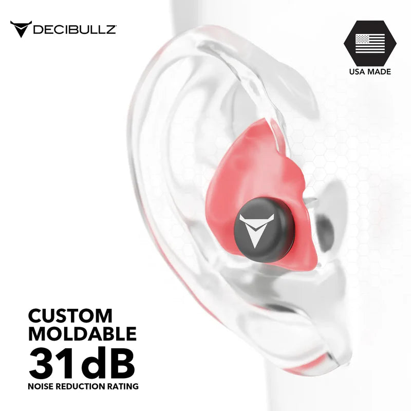 Decibullz Custom Molded Earplugs 31dB NRR - Red