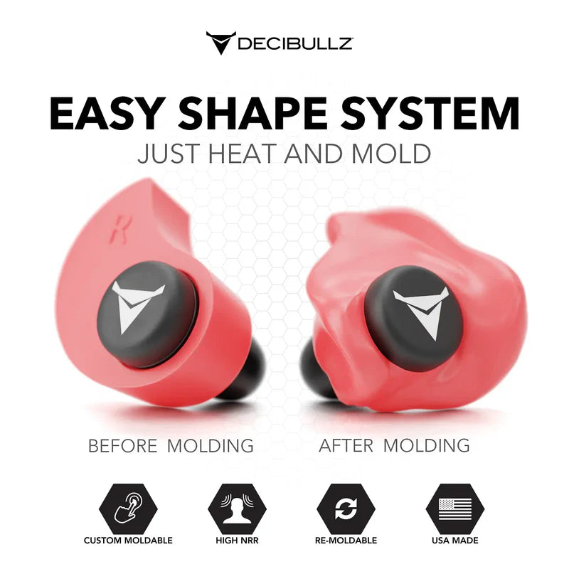 Decibullz Custom Molded Earplugs 31dB NRR - Red