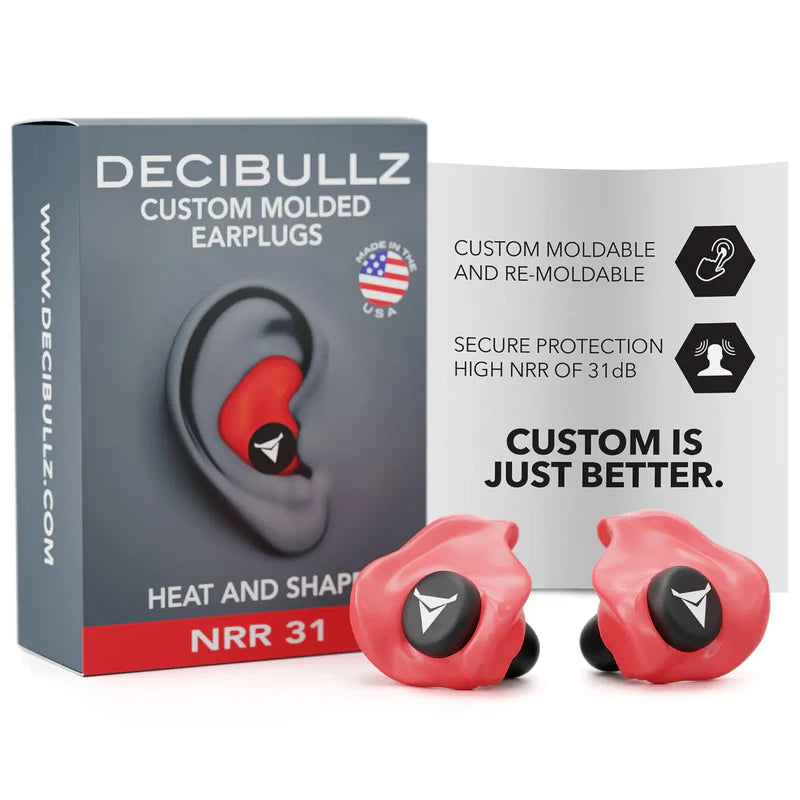 Decibullz Custom Molded Earplugs 31dB NRR - Red